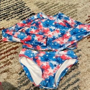 Cat & Jack Blue and Red Rashguard Swim Top